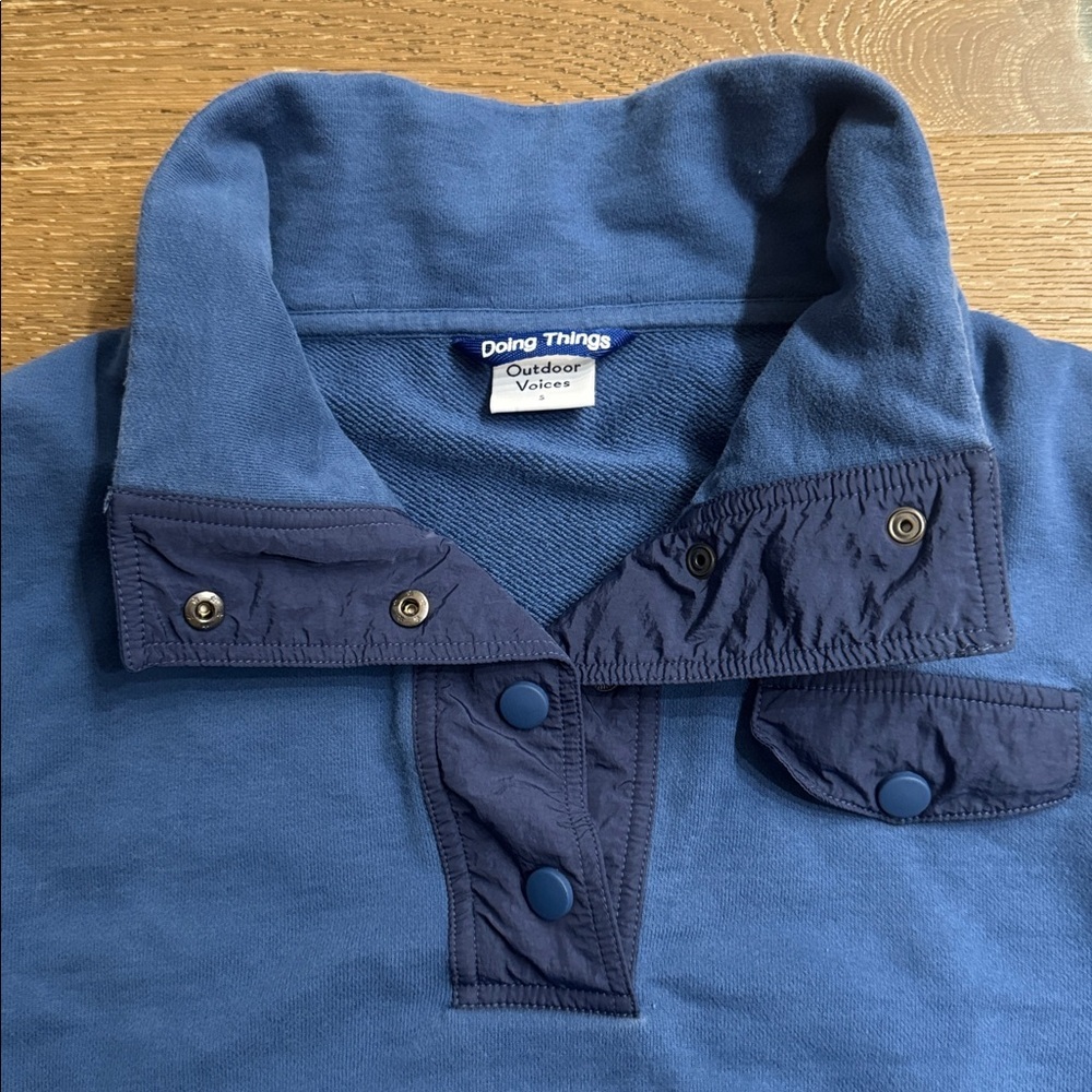 Outdoor Voices Doing Things Snap Button Hoodie Cropped Blue Size S - Picture 4 of 6